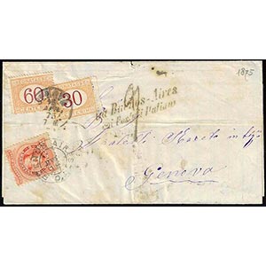 ARGENTINA 1875 - 5 cent. Rivadavia (18), su ... 