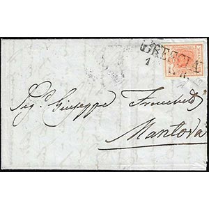 1851 - 15 cent. rosso, I tipo, cifra 5 ... 