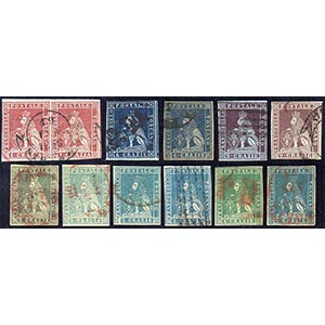 TOSCANA 1851/1857 - Dieci francobolli e una ... 