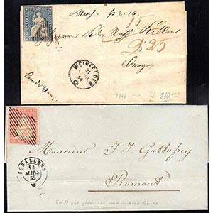SVIZZERA 1856 - Due lettere rispettivamente ... 
