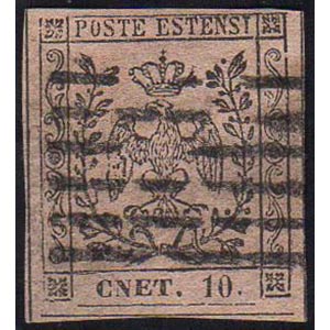 1852 - 10 cent. rosa, punto dopo le cifre, ... 