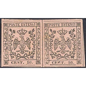1854 - 10 cent. rosa, punto dopo le cifre, ... 
