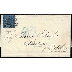 1857 - 40 cent. azzurro scuro, punto vicino ... 