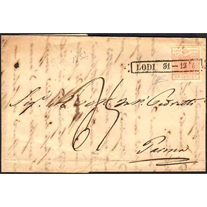 1852 - 15 cent. rosa, II tipo, carta a mano ... 
