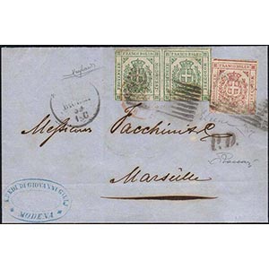 1859 - 40 cent. rosa carminio, 5 cent. ... 