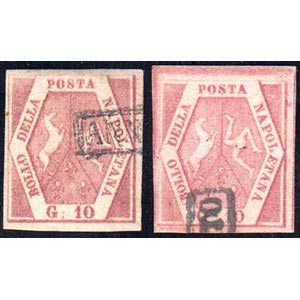 1858/59 - 10 grana rosa brunastro, I tavola ... 
