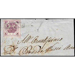 1859 - 2 grana violetto, falso per posta del ... 