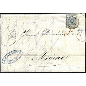 1855 - 45 cent. azzurro ardesia, II tipo, ... 