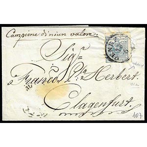 1854 - 45 cent. azzurro verdastro, II tipo, ... 