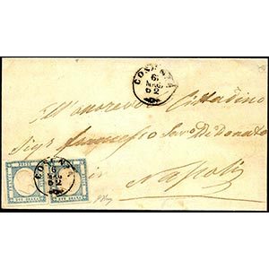 1862 - 2 grana azzurro chiaro (20), due ... 