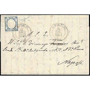 1861 - 2 grana azzurro ardesia (20c), ... 