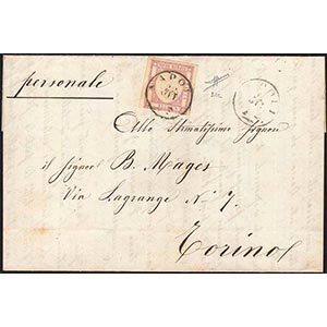 1861 - 5 grana lilla (21c), perfetto, su ... 