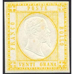 1861 - 20 grana giallo (23), nuovo, gomma ... 