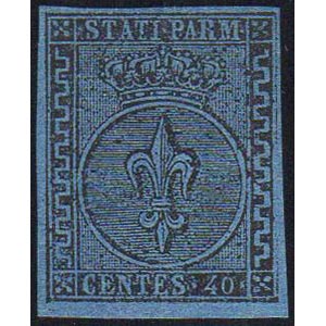 1852 - 40 cent. azzurro (5), perfetto, nuovo ... 