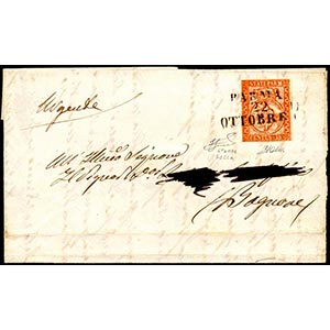 1853 - 15 cent. rosso vermiglio (7a), ... 