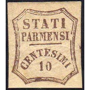 1859 - 10 cent. bruno (14), varietà di ... 