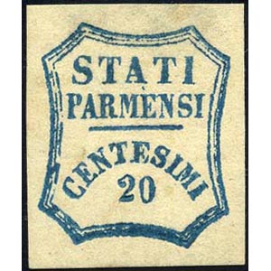 1859 - 20 cent. azzurro (15), gomma ... 