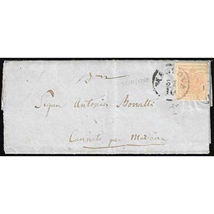 1858 - 15 cent. rosa chiaro, III tipo, carta ... 