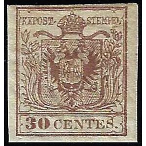 1855 - 30 cent. bruno, carta a macchina ... 