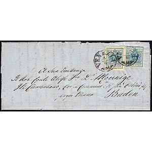 1858 - 45 cent. azzurro, III tipo, carta a ... 