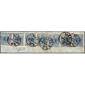 1856 - 45 cent. azzurro vivo, III tipo, ... 
