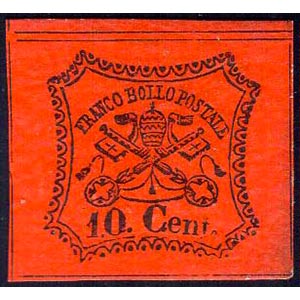 1867 - 10 cent. vermiglio arancio (17), ... 