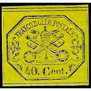 1867 - 40 cent. giallo (19), nuovo, gomma ... 