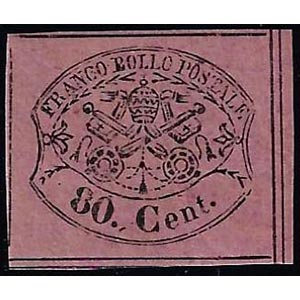 1867 - 80 cent. rosa lillaceo (20), margini ... 
