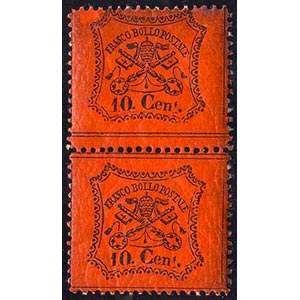 1867 - 10 cent. vermiglio arancio, coppia ... 