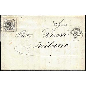 1855 - 8 baj bianco, falso per posta di ... 