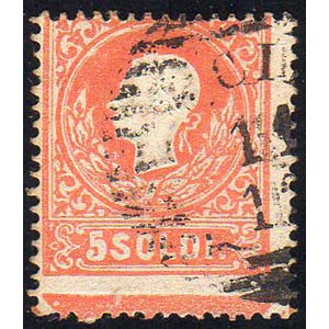 1858 - 5 soldi rosso, I tipo (25), ampio ... 