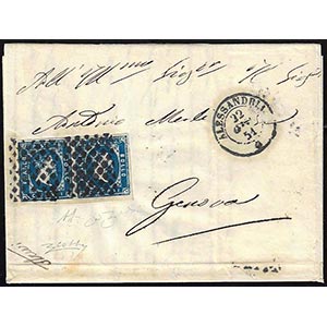 1851 - 20 cent. azzurro scuro, I tiratura ... 