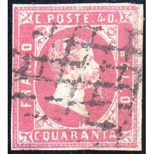 1851 - 40 cent. rosa (3), riparato, usato ... 