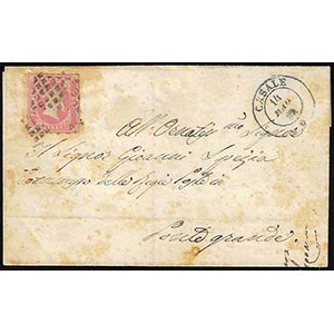 1852 - 40 cent. rosa (3), difettoso, su ... 