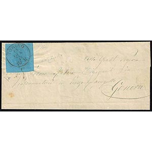 1854 - 20 cent. azzurro (5), angolo di ... 