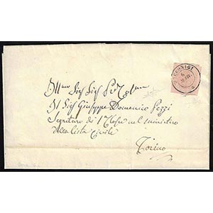 1857 - 40 cent. rosa (6a), ottimo stato, su ... 