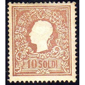 1858 - 10 soldi bruno, I tipo (26), gomma ... 