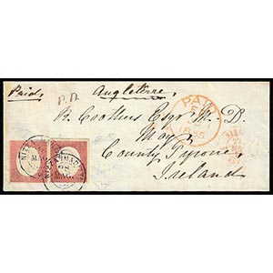 1855 - 40 cent. rosso mattone (9), coppia ... 