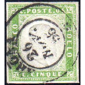 1855 - 5 cent. verde giallo tenue (13), ... 