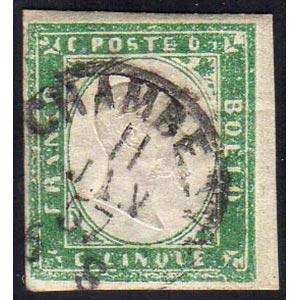 1855 - 5 cent. verde smeraldo giallastro ... 