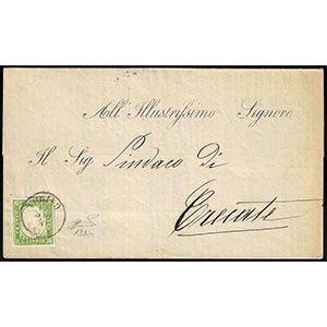 1859 - 5 cent. verde giallo, stampa ... 