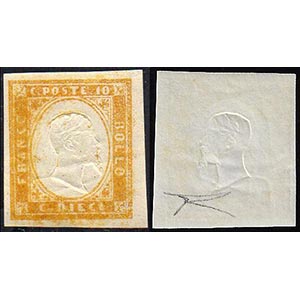 1863 - 10 cent. bistro, varietà gommato al ... 