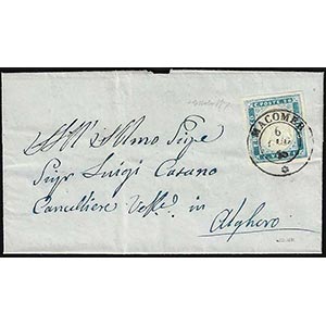 1856 - 20 cent. cobalto (15), perfetto, su ... 