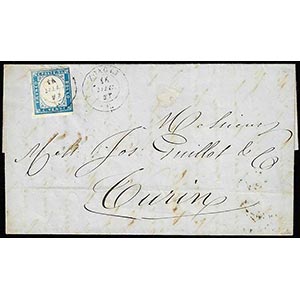 1857 - 20 cent. (15), francobollo tendente ... 