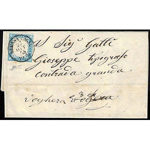 1856 - 20 cent. cobalto latteo chiaro (15c), ... 