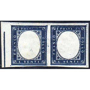1860 - 20 cent. azzurro scurissimo (15C), ... 