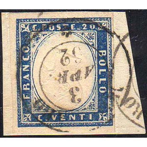 1861 - 20 cent. celeste chiaro, EFFIGIE ... 