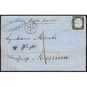 1862 - 20 cent. azzurro oltremare (15Dc), ... 