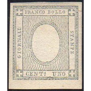 1861- 1 cent. grigio nero, senza cifra ... 