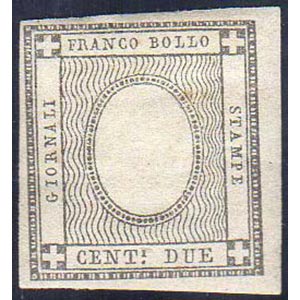 1861 - 2 cent. grigio nero, senza cifra ... 